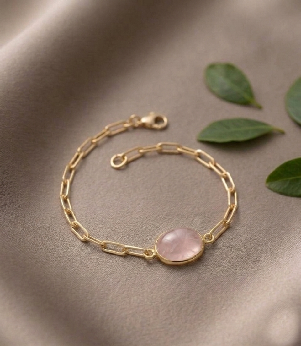 Rose Quartz Link Chain Bracelet