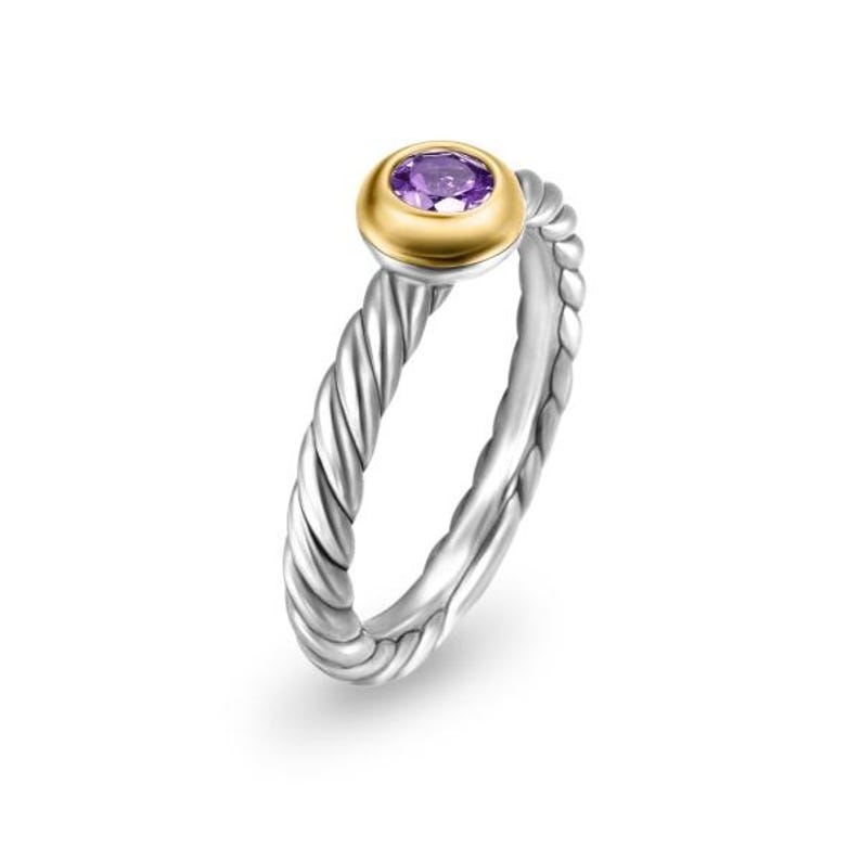 Purple Amethyst Twisted Band Ring