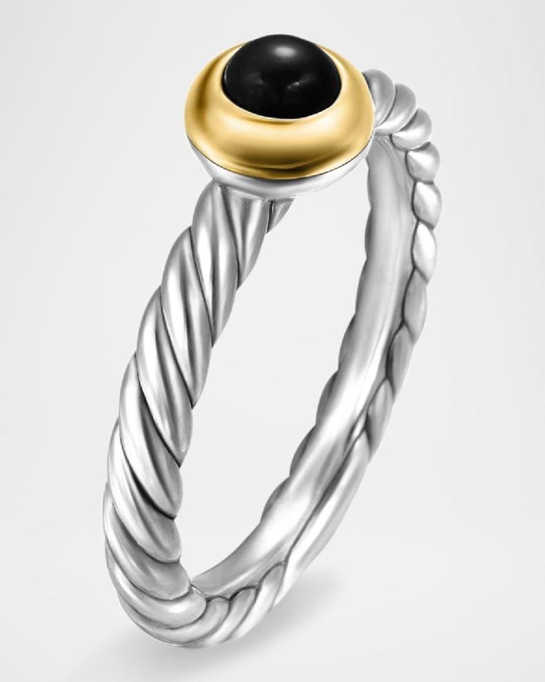 Black Onyx Twisted Band Ring