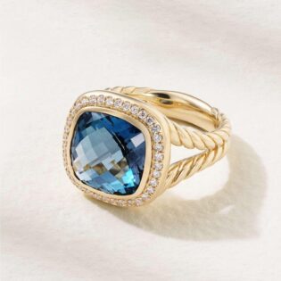 London Blue Topaz Ring With Moissanite