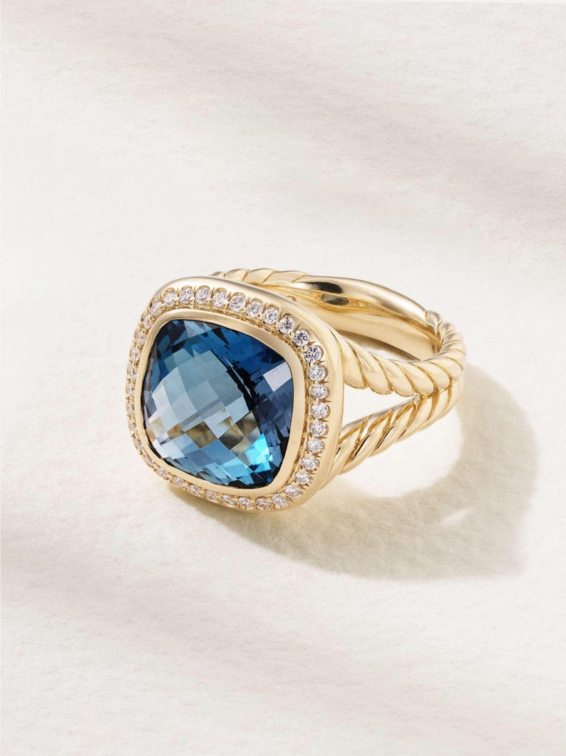 London Blue Topaz Ring With Moissanite