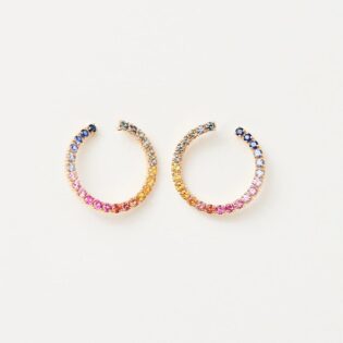 Multi Sapphire Rainbow Hoop Earrings