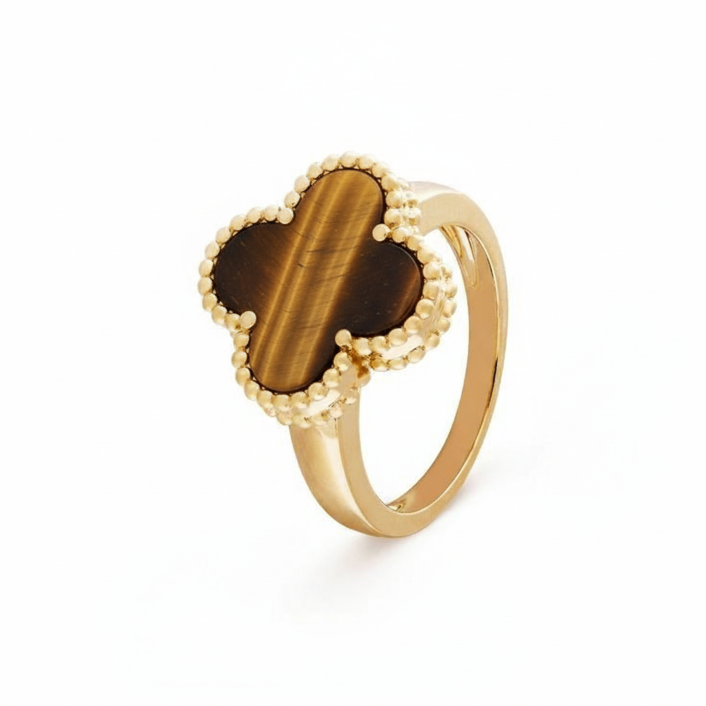Tiger Eye Clover Ring