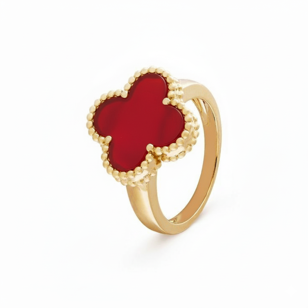 Carnelian Clover Ring