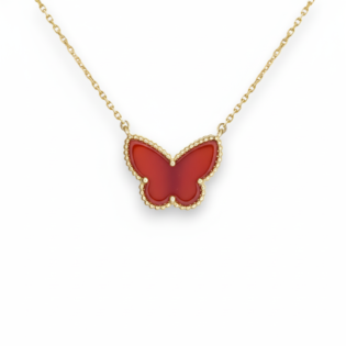 Carnelian Butterfly Pendant Necklace