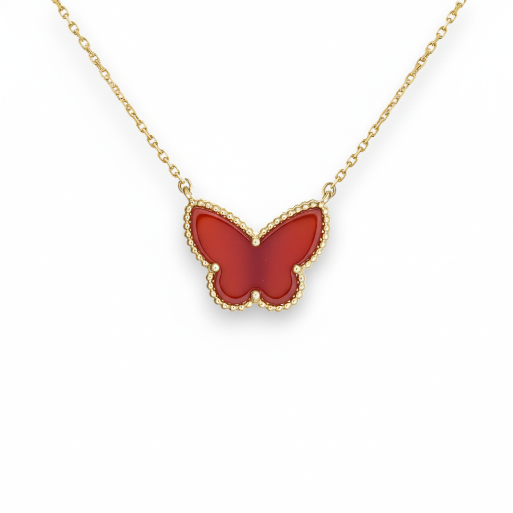 Carnelian Butterfly Pendant Necklace
