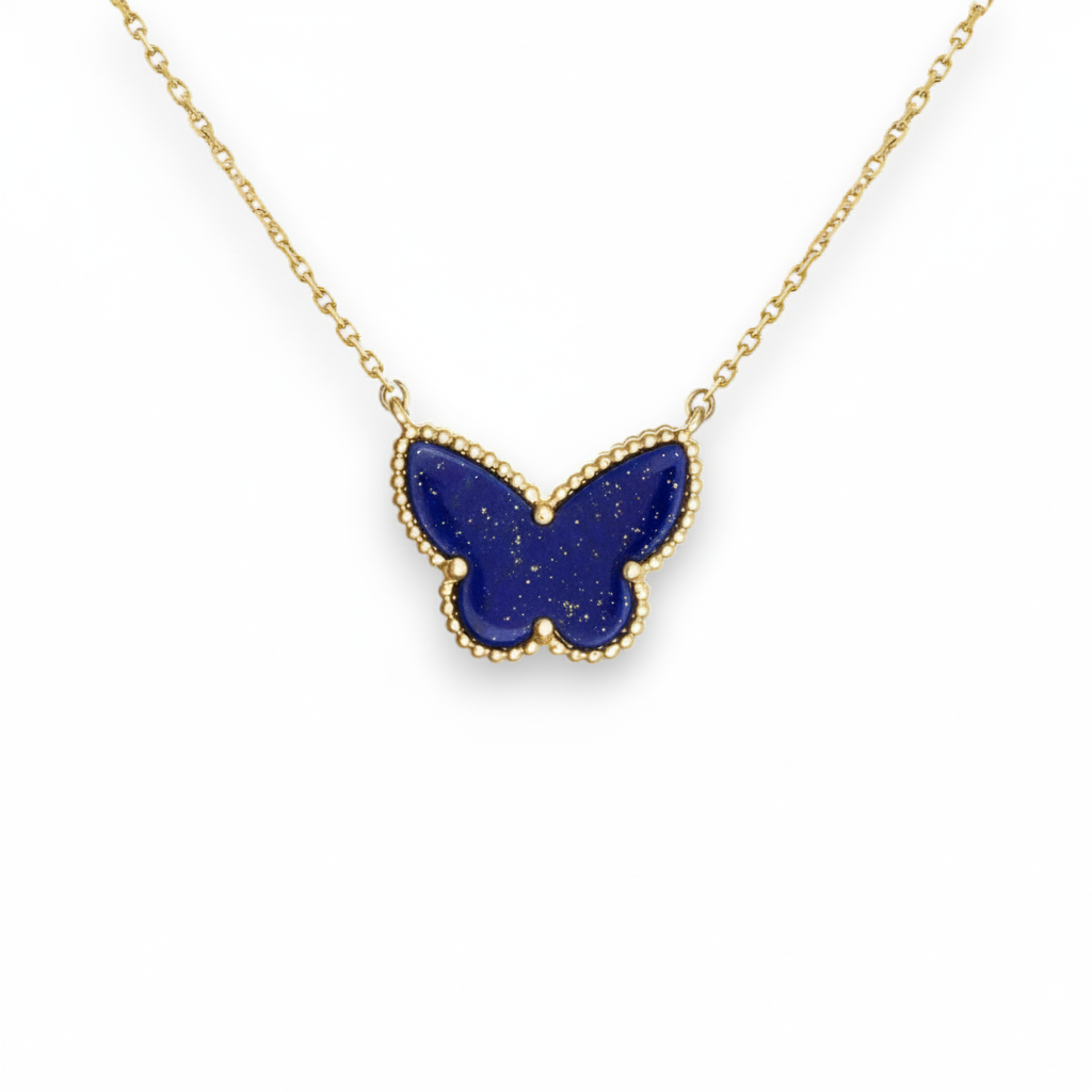 Lapis Lazuli Butterfly Pendant Necklace