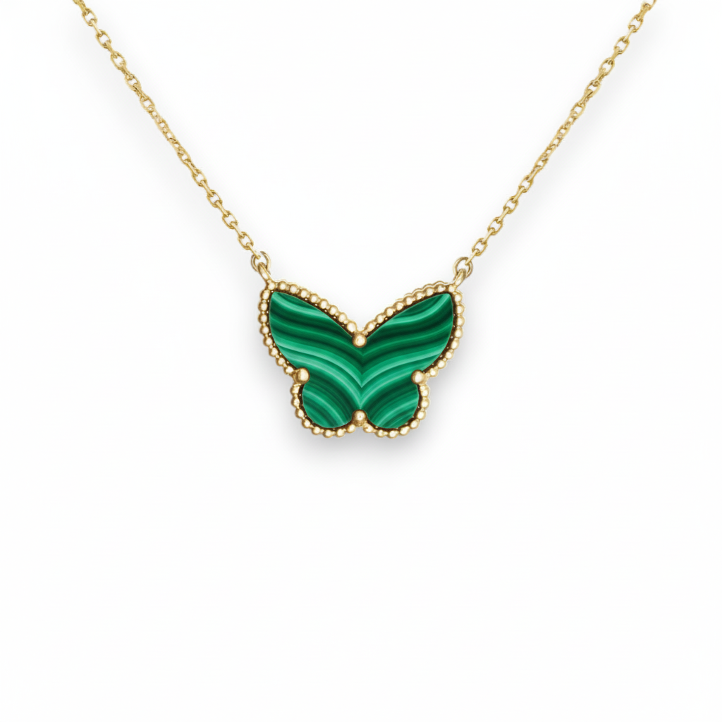 Malachite Butterfly Pendant Necklace