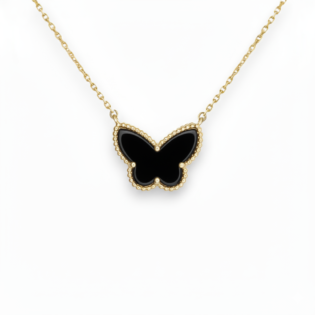 Black Onyx Butterfly Pendant Necklace