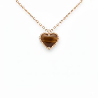 Tiger Eye Heart Pendant Necklace