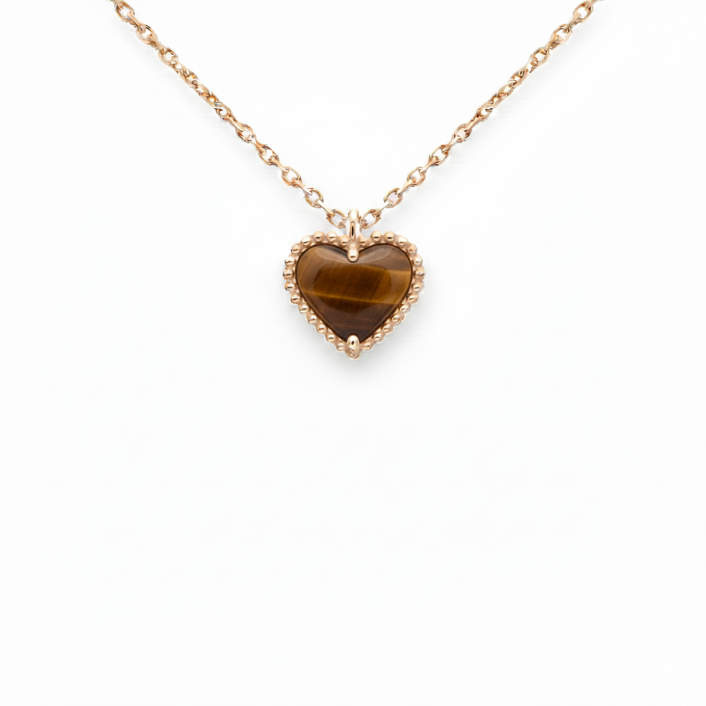 Tiger Eye Heart Pendant Necklace