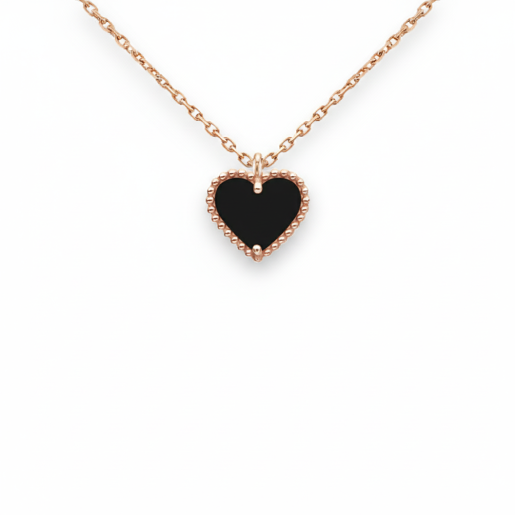 Black Onyx Heart Pendant Necklace