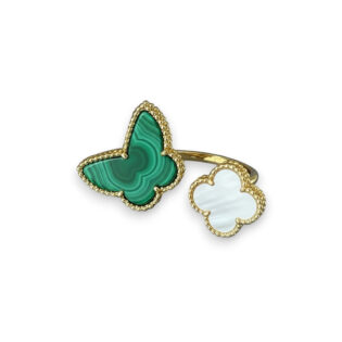 Malachite Butterfly & Mother Of Pearl Clover Ring