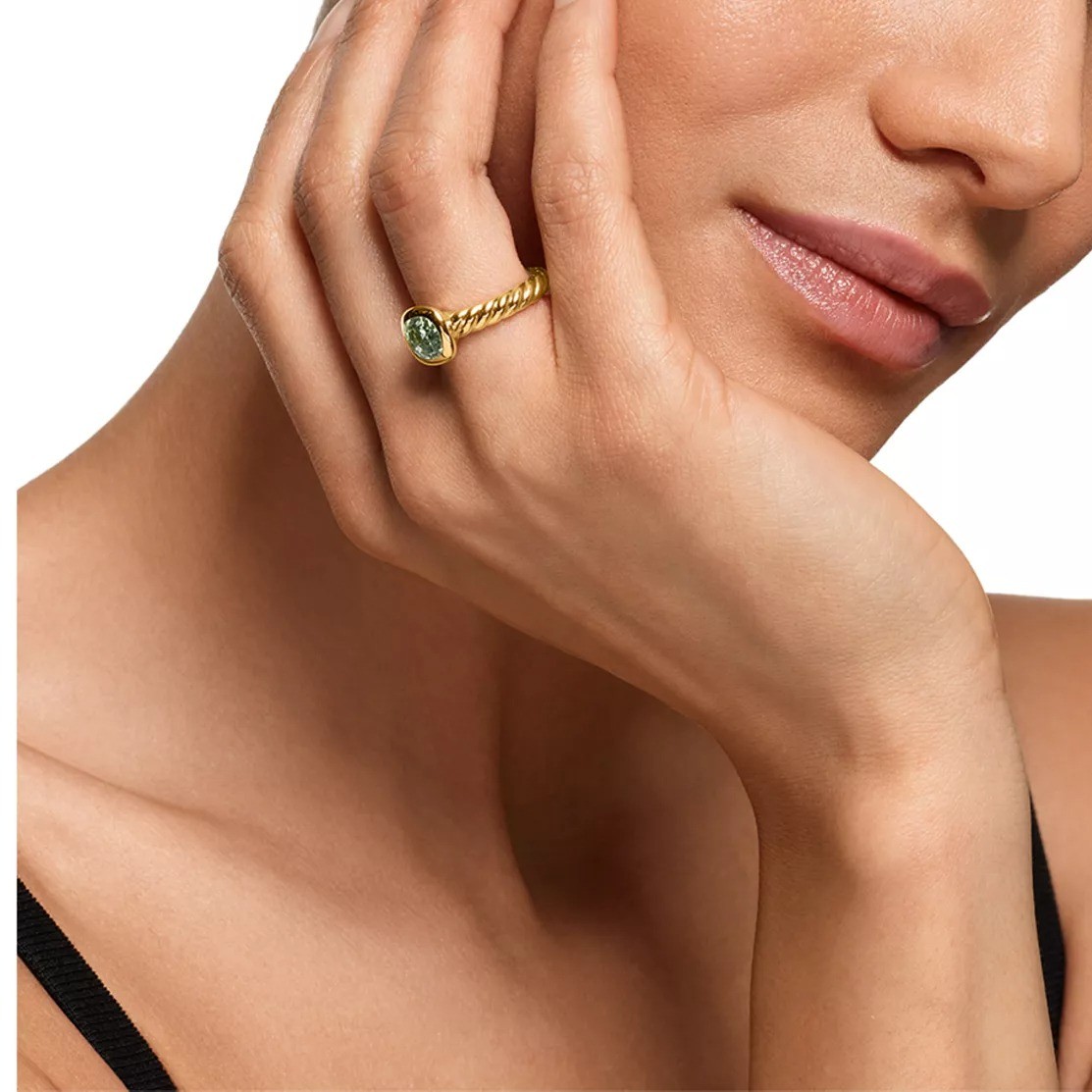 Green Amethyst Twist Cable Ring - Image 2