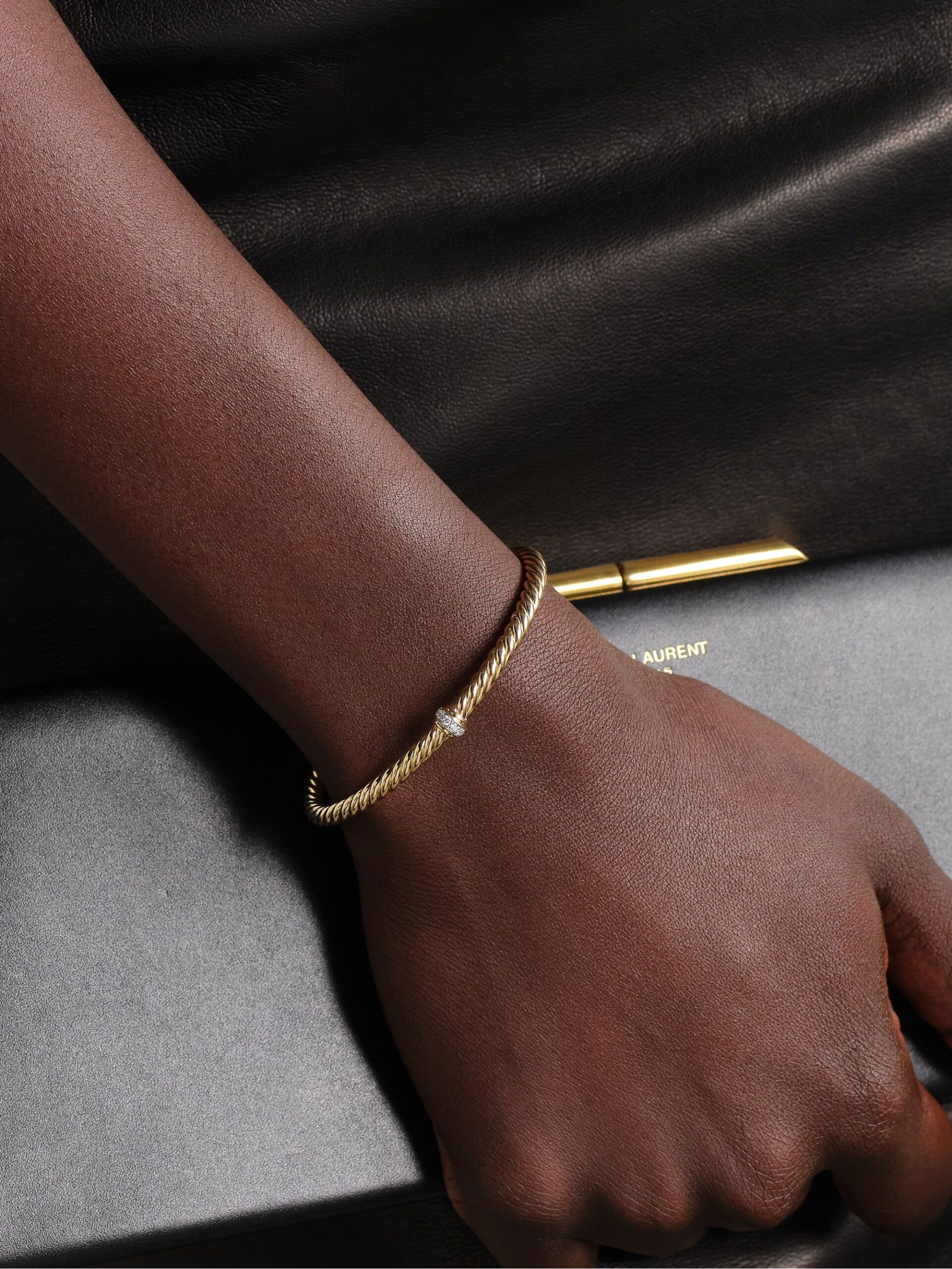Moissanite Twisted Cable Cuff Bracelet - Image 3