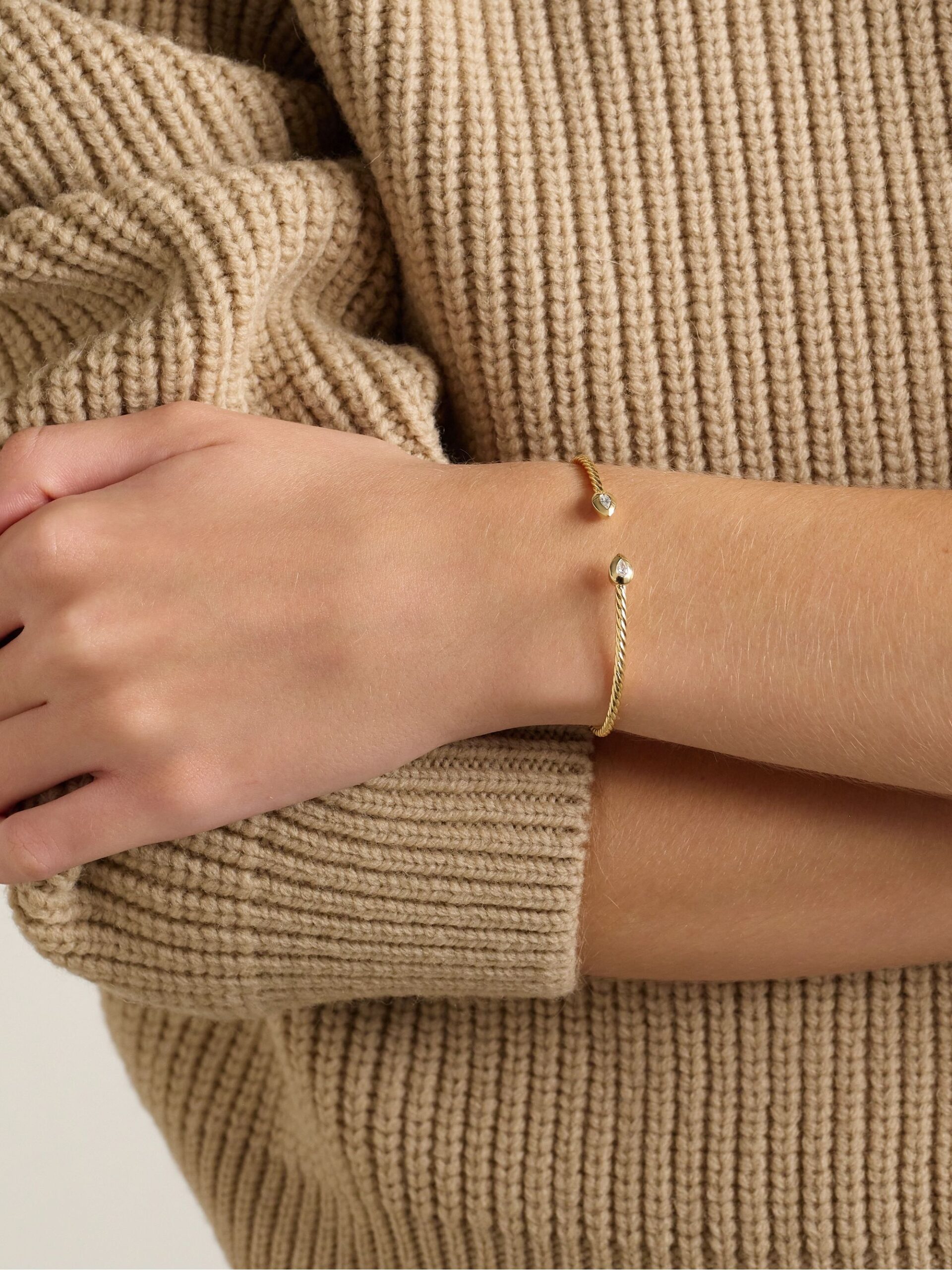 Moissanite Twisted Cable Cuff Bracelet - Image 3