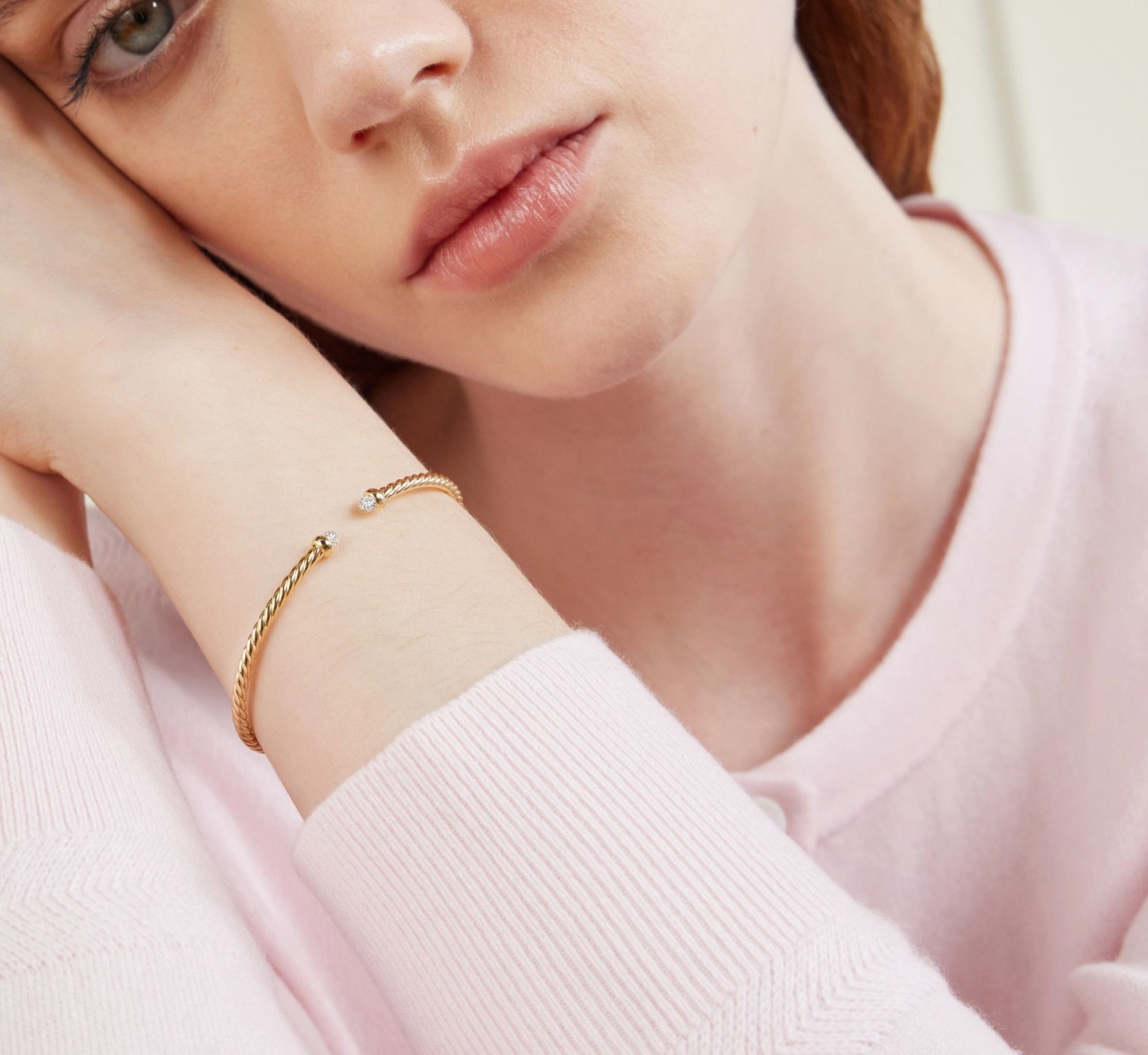 Moissanite Twisted Cable Cuff Bracelet - Image 3