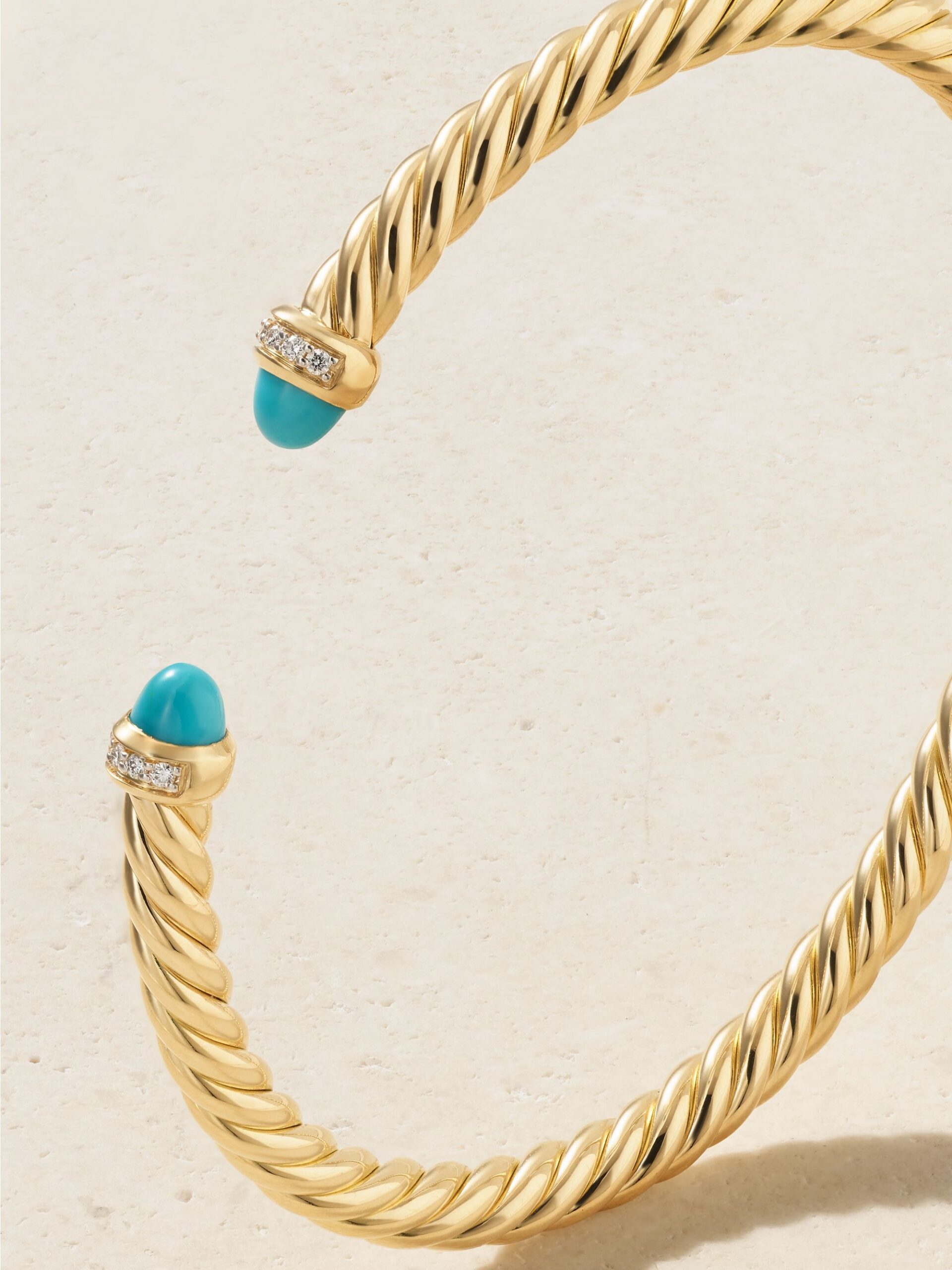 Turquoise Twisted Cable Cuff Bracelet - Image 2