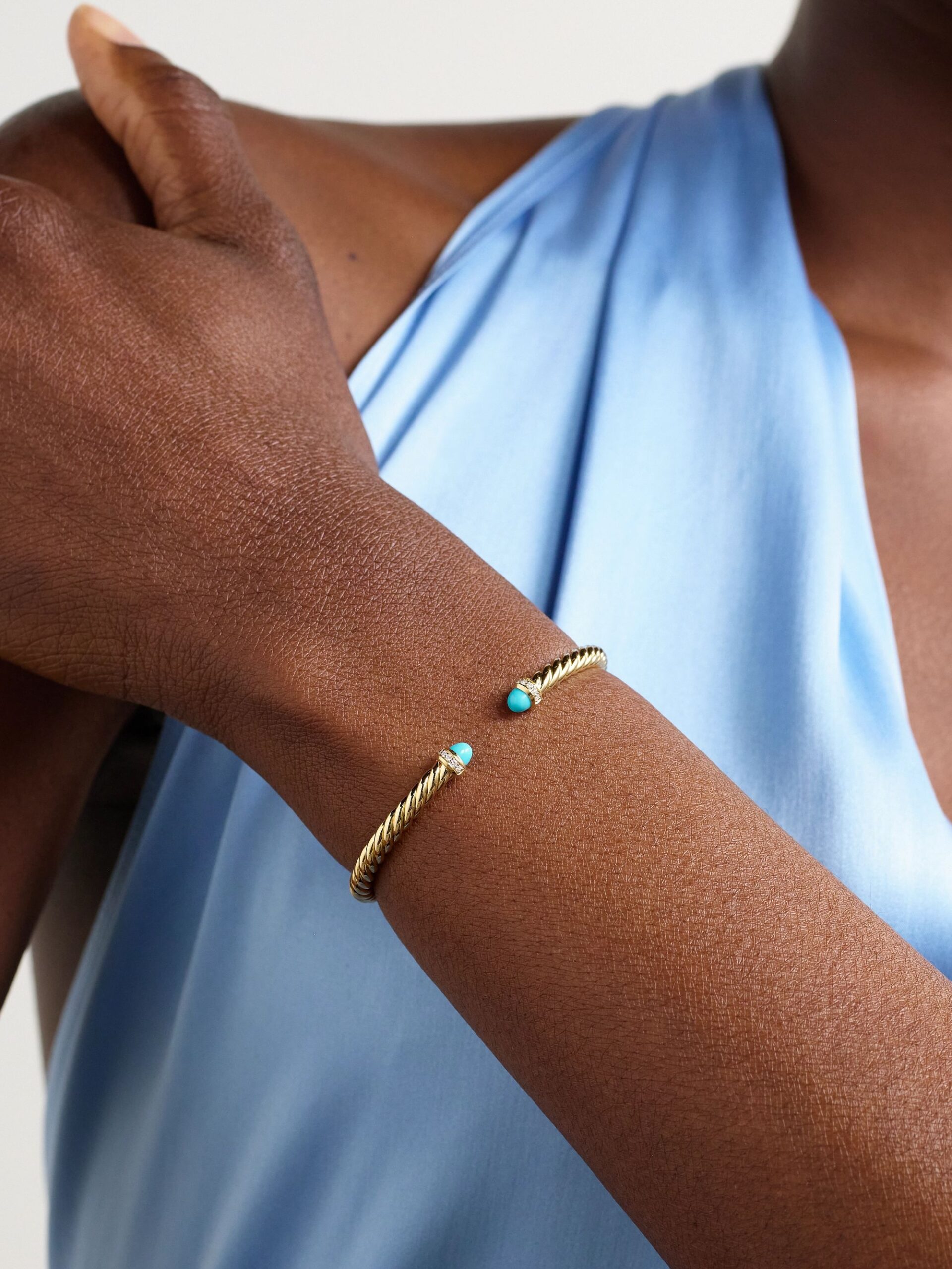 Turquoise Twisted Cable Cuff Bracelet - Image 3
