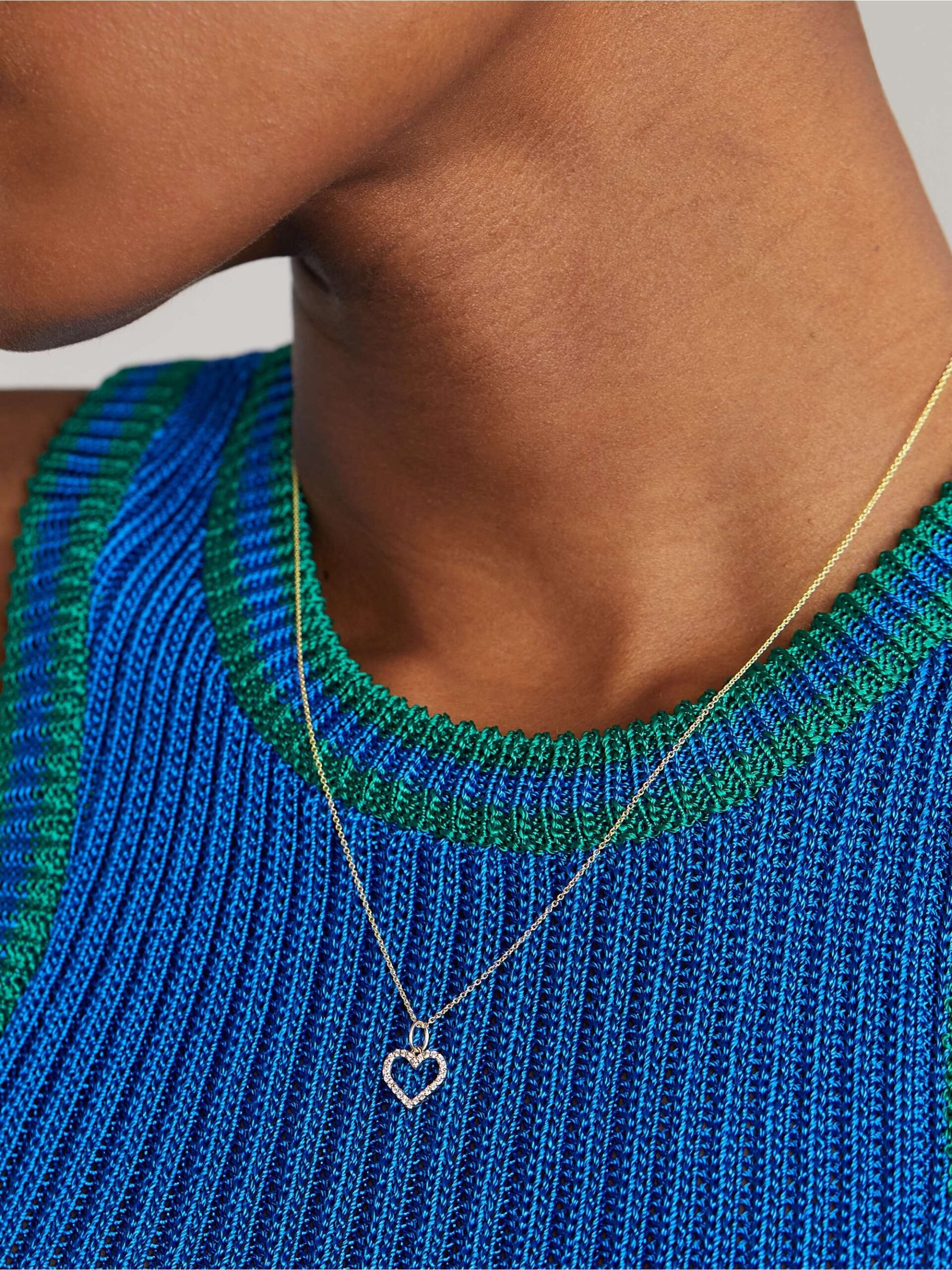 Malachite And Moissanite Split Heart Pendant Necklace - Image 2