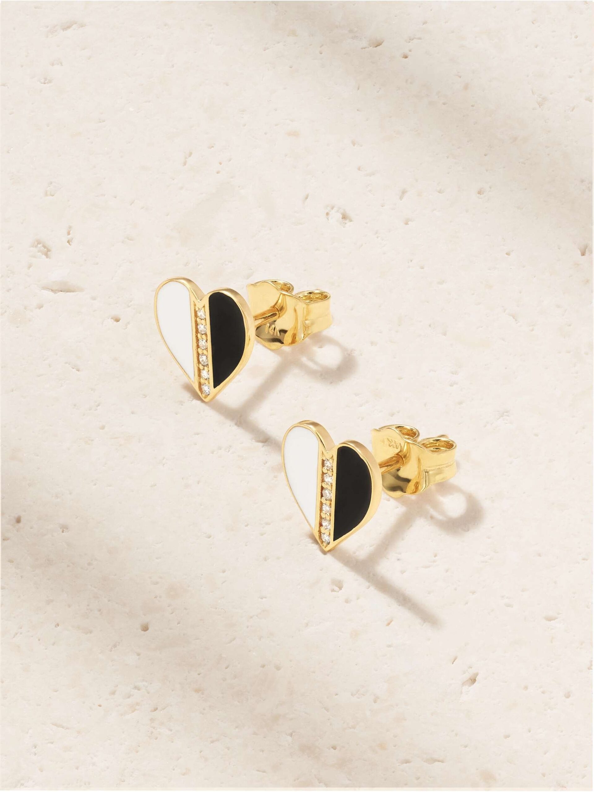 Enamel Hert Split Earrings With Moissanite - Image 2
