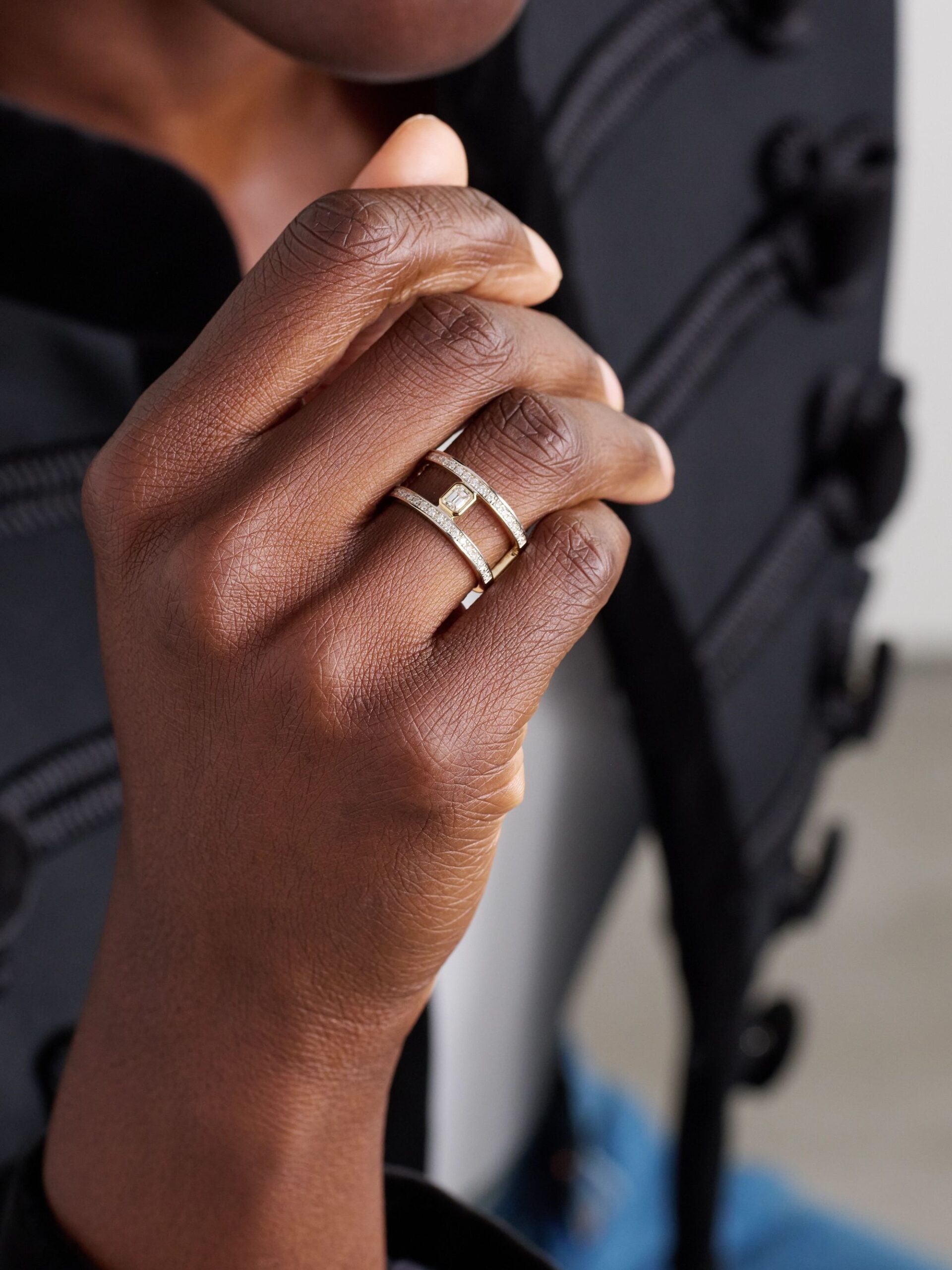 Moissanite Double Band Cage Ring - Image 3