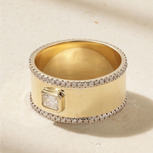 Moissanite Wide Cigar Band Ring
