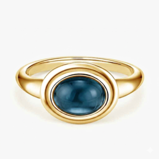 London Blue Topaz Oval Cabochon Ring