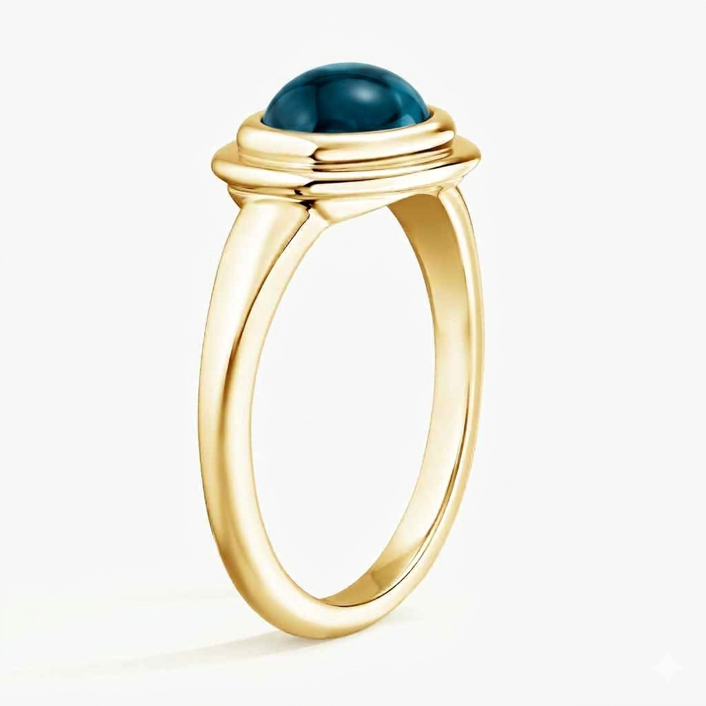 London Blue Topaz Oval Cabochon Ring - Image 2