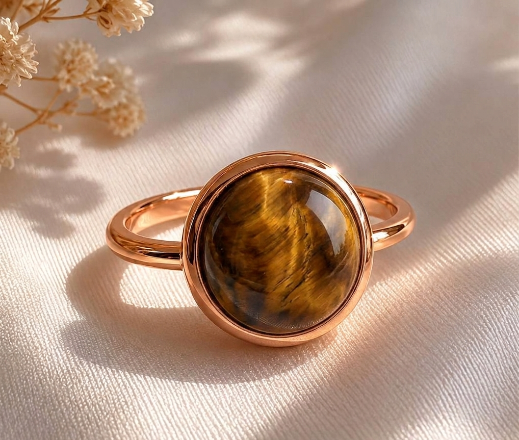 Tiger Eye High Dome Cocktail Ring