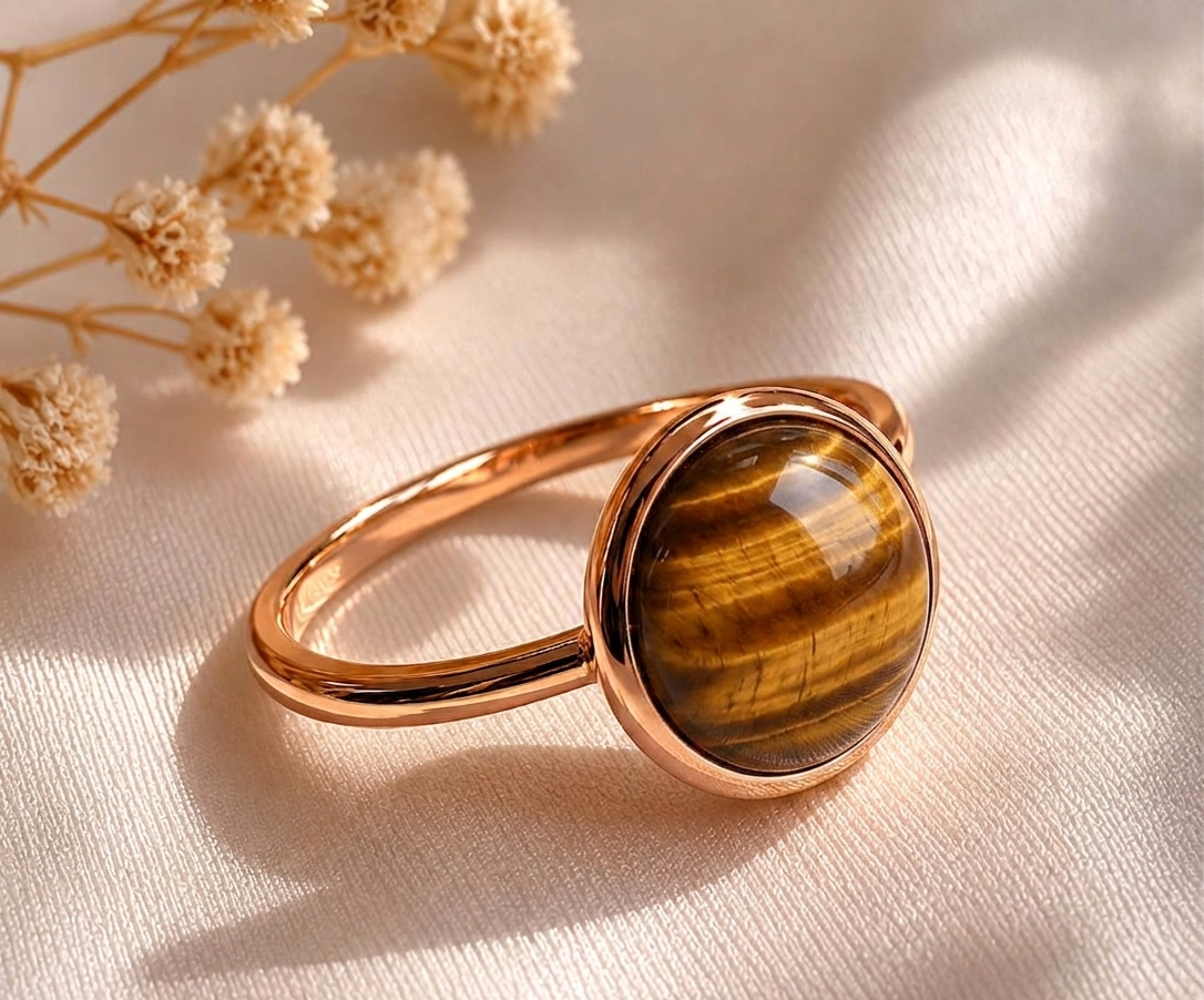 Tiger Eye High Dome Cocktail Ring - Image 2