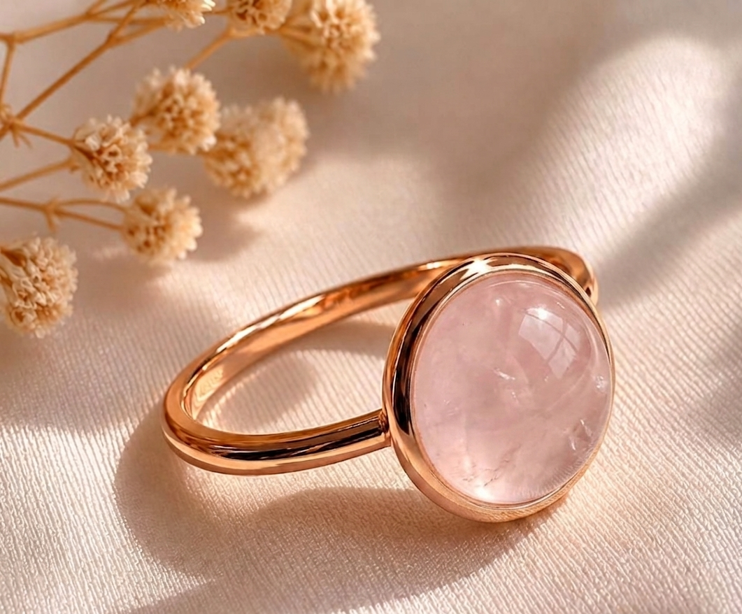 Rose Quartz High Dome Cocktail Ring - Image 2