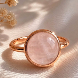 Rose Quartz High Dome Cocktail Ring