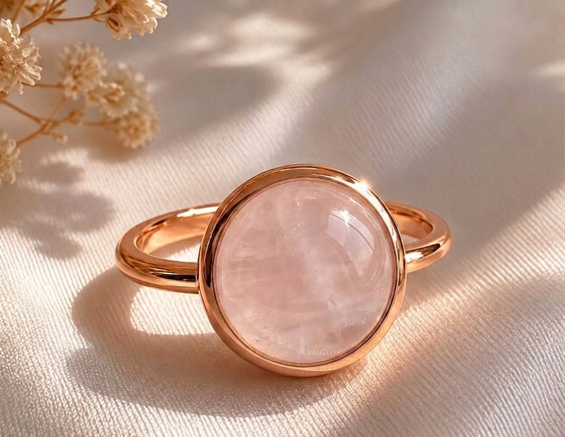 Rose Quartz High Dome Cocktail Ring