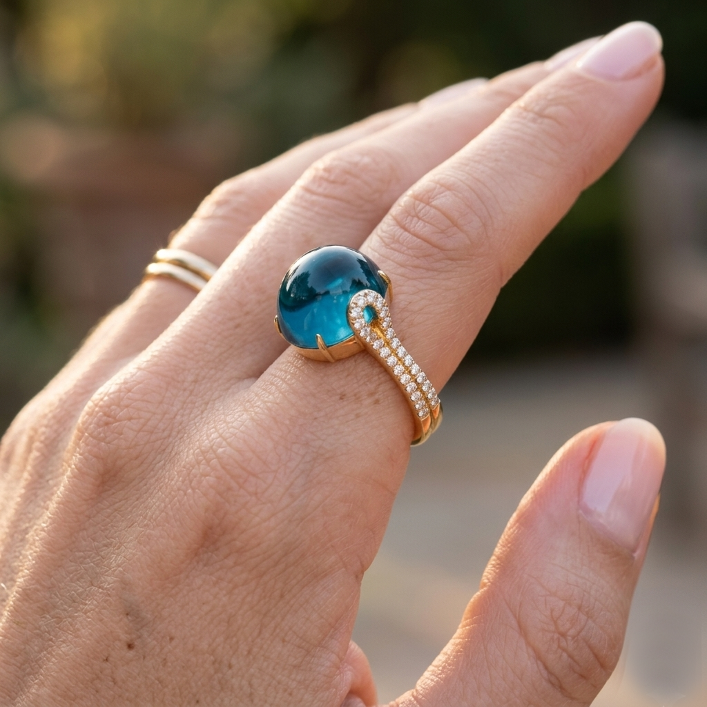 London Blue Topaz High-Dom Cocktail Ring - Image 2
