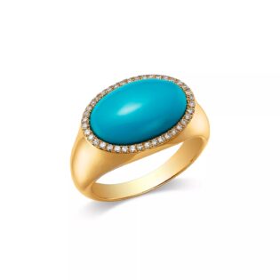 Turquoise Halo Signet Ring