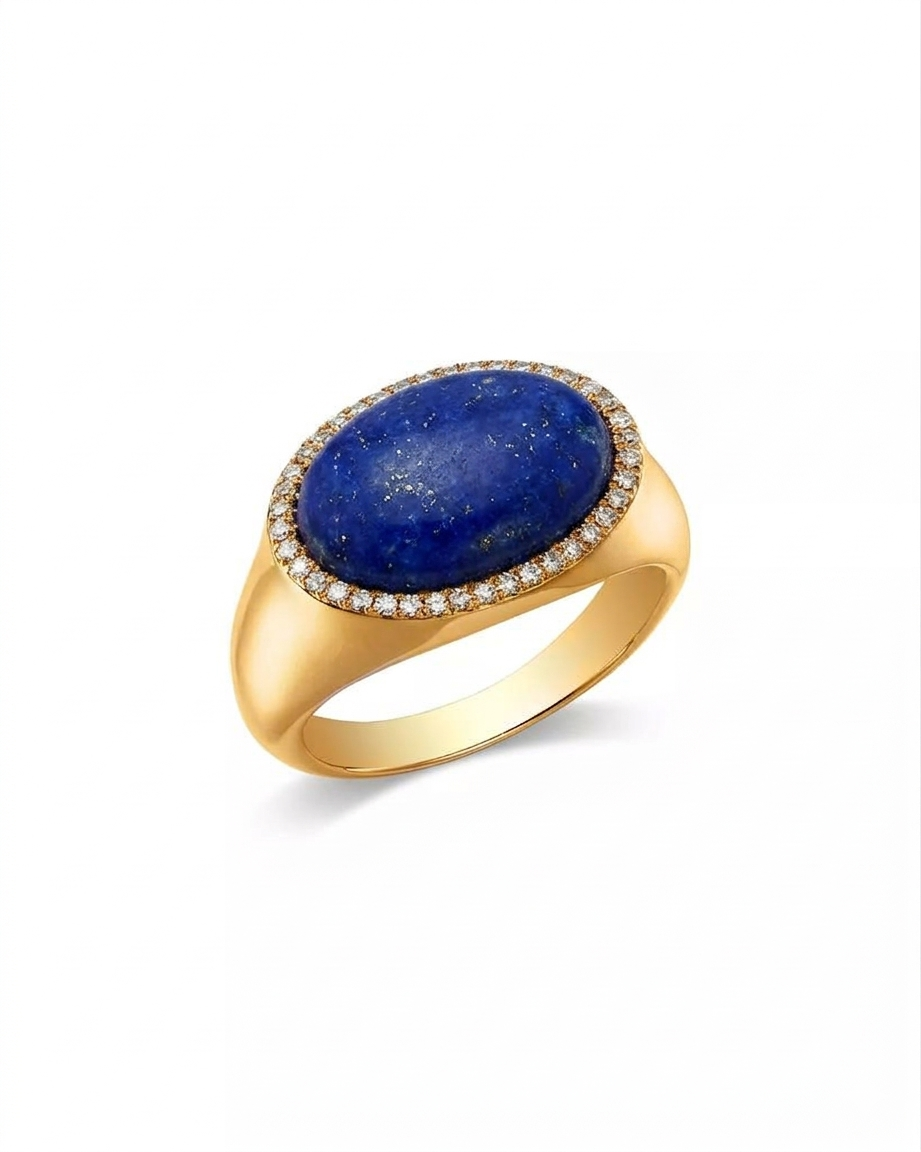 Lapis Lazuli Halo Signet Ring