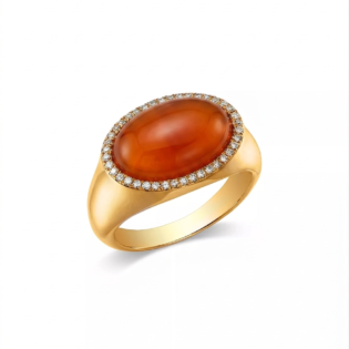 Carnelian Halo Signet Ring