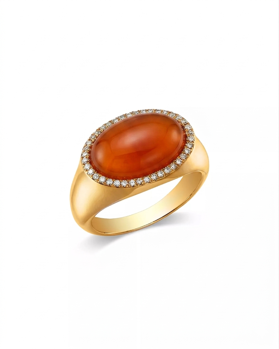 Carnelian Halo Signet Ring