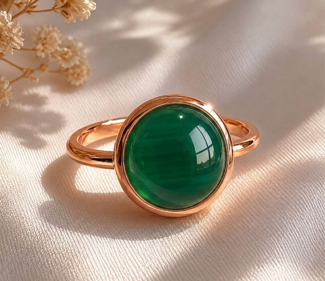 Green Onyx High Dome Cocktail Ring