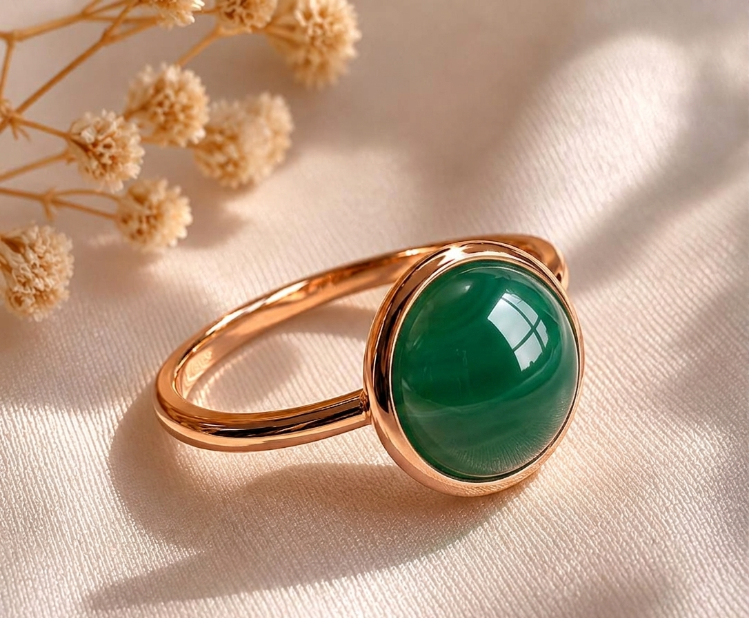 Green Onyx High Dome Cocktail Ring - Image 2