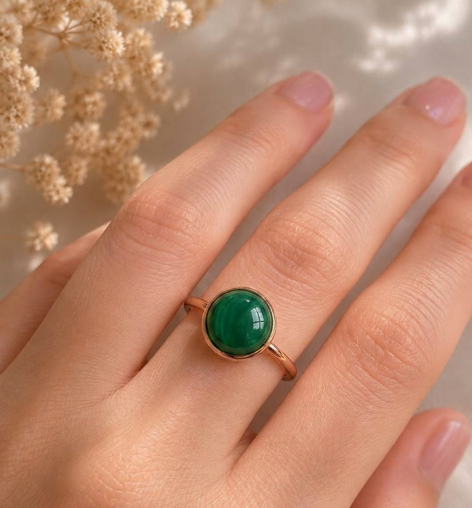 Green Onyx High Dome Cocktail Ring - Image 3