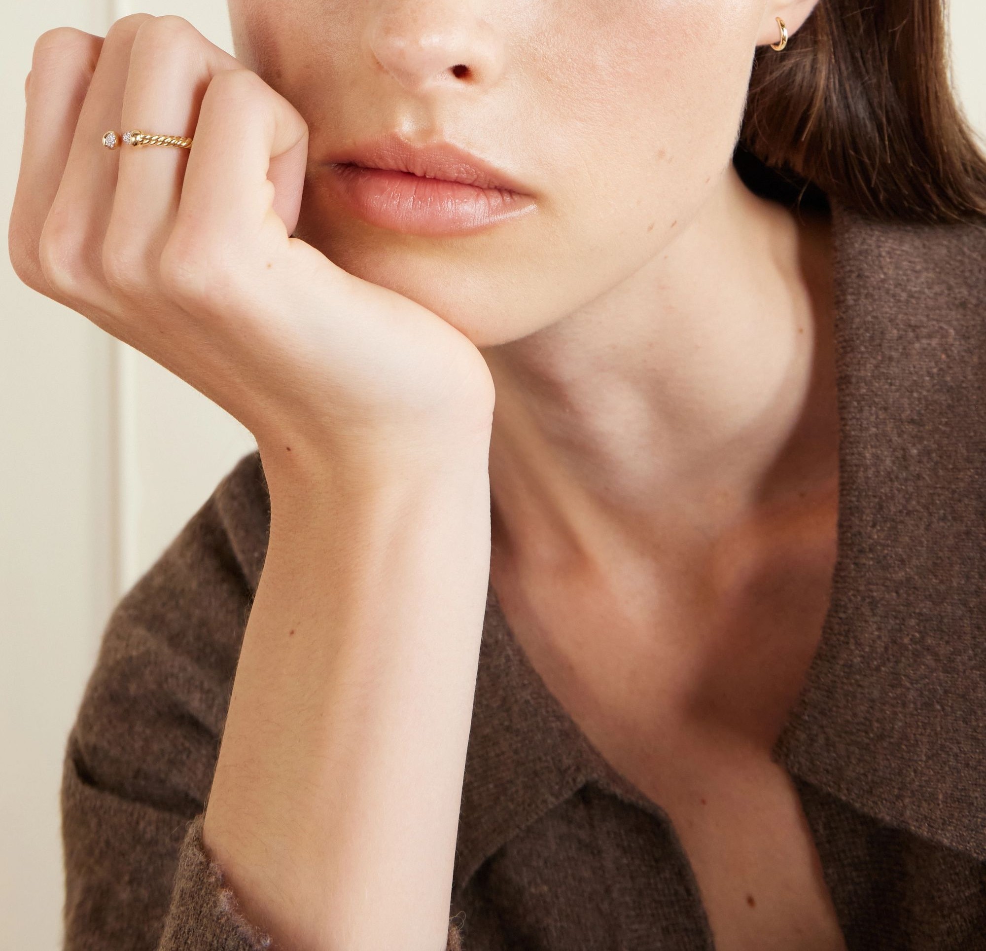 Moissanite Twisted Cable Cuff Ring - Image 3
