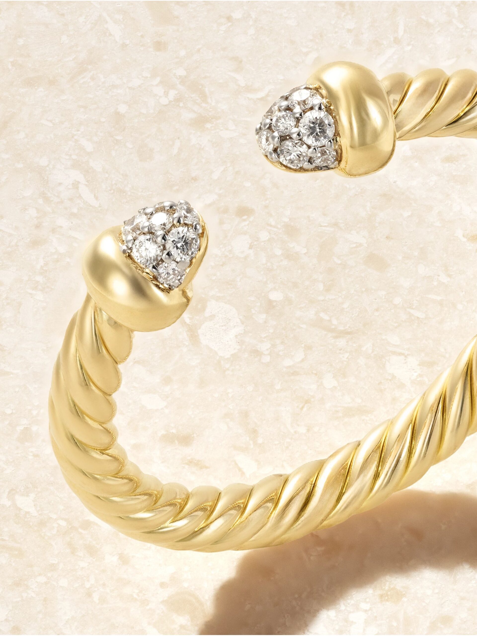Moissanite Twisted Cable Cuff Ring - Image 2