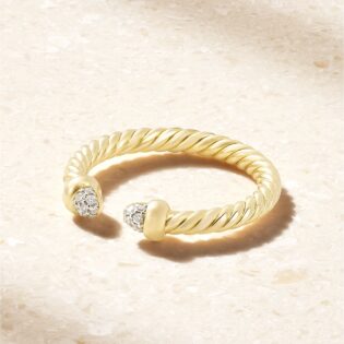 Moissanite Twisted Cable Cuff Ring