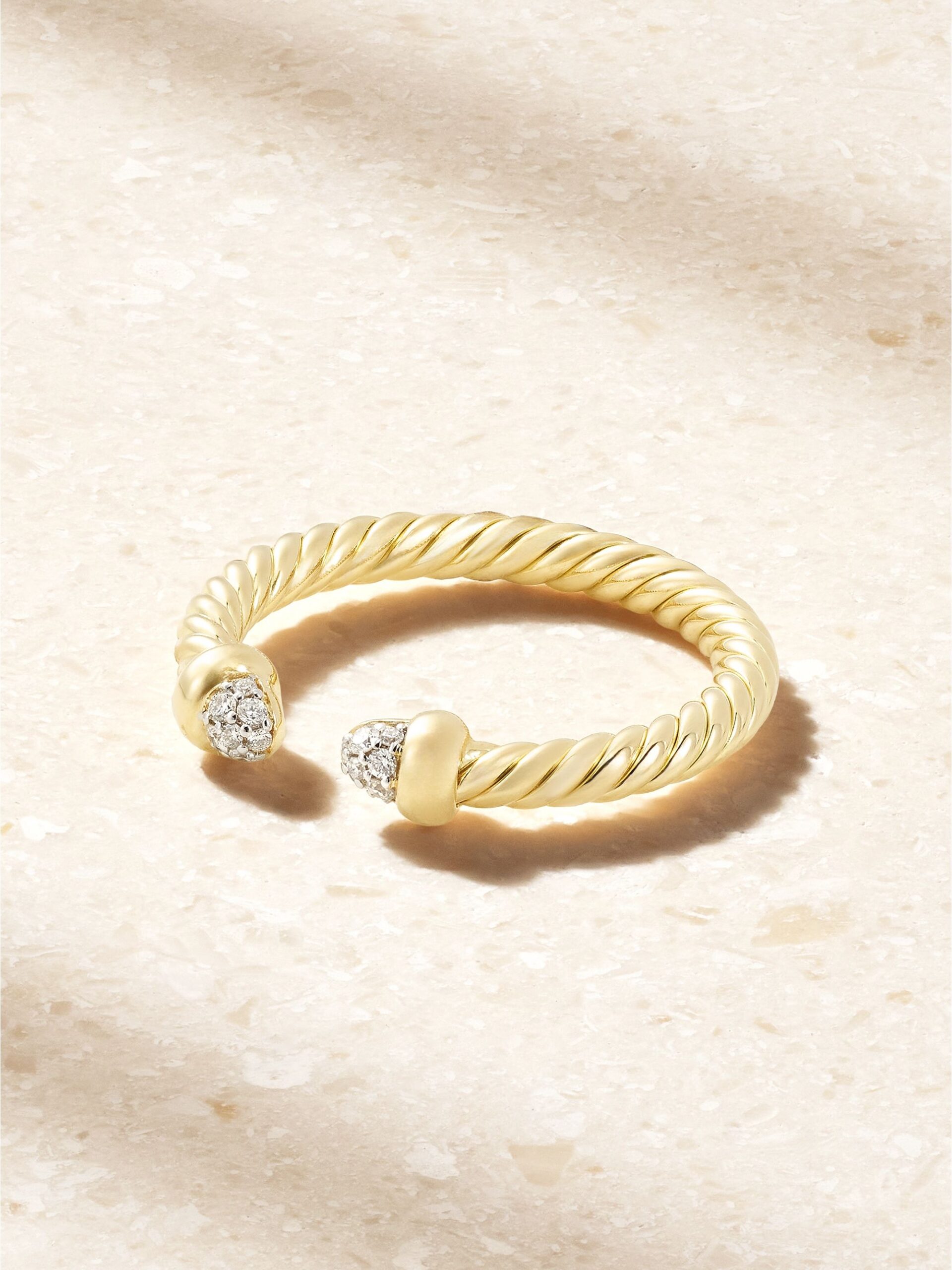 Moissanite Twisted Cable Cuff Ring